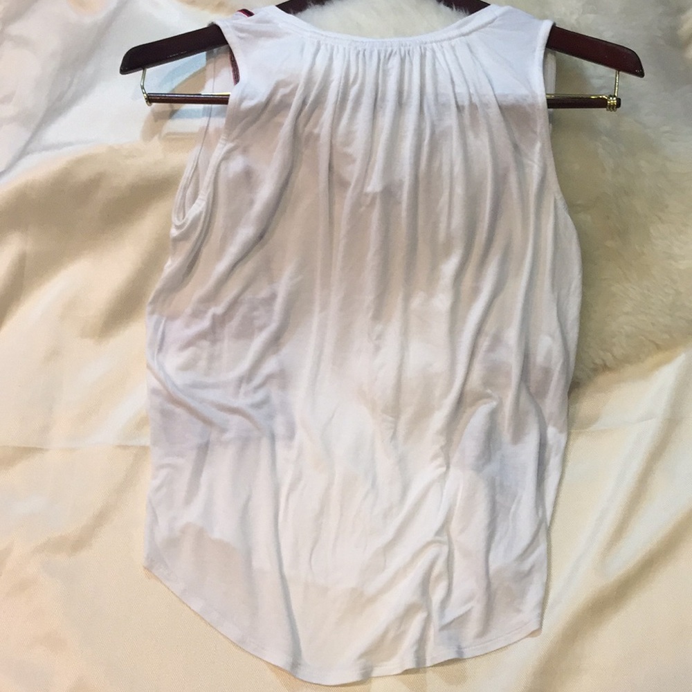 LOFT White with Red & Navy Embroidery Top.18233 - Picture 2 of 4